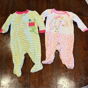 Baby girl lot of 2 onesie pajamas 3-6 months